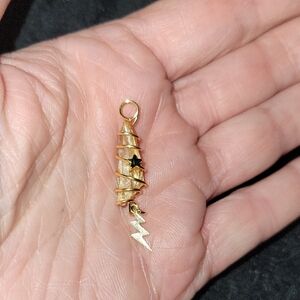 Citrine Wire Wrapped Pendant With Star And Lightening Bolt  Pendant